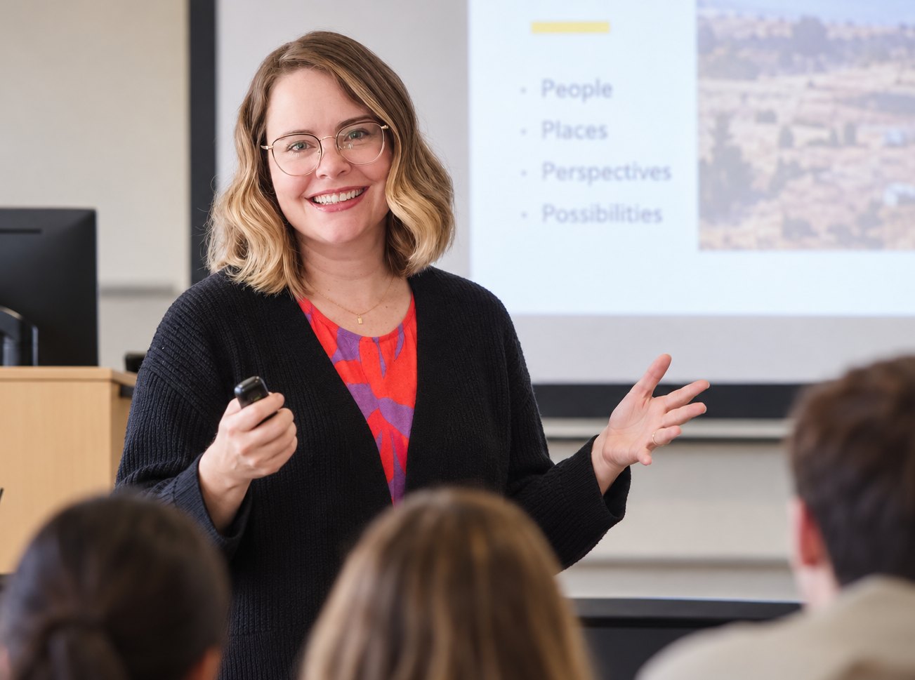 Jayne lecturing to a class